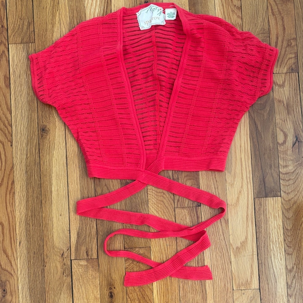 Anthropologie Red Knit Crop Top